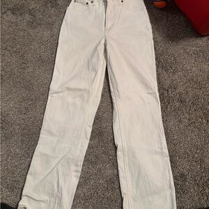 Abercrombie & Fitch Women's Cream Straight Leg Jeans